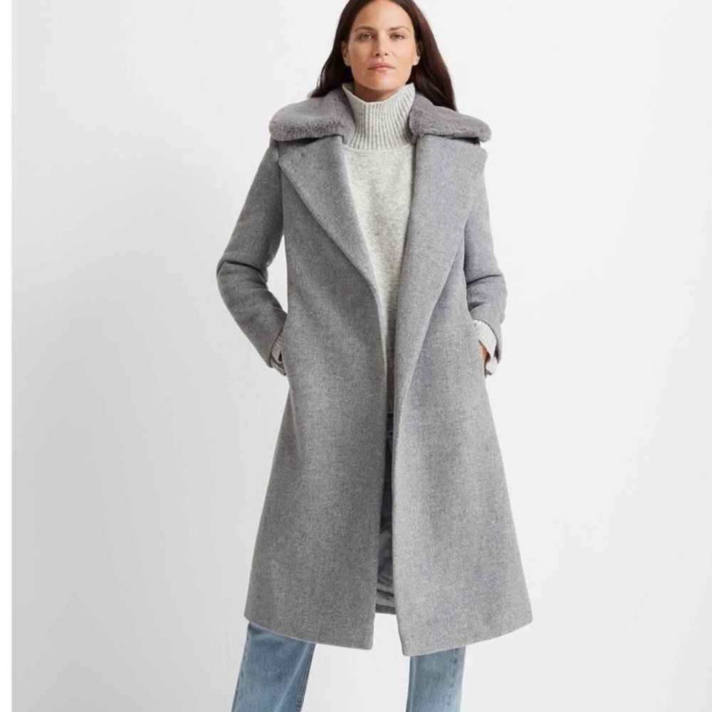 Club Monoco Baylee Long Wrap Wool Coat Gray Size S
